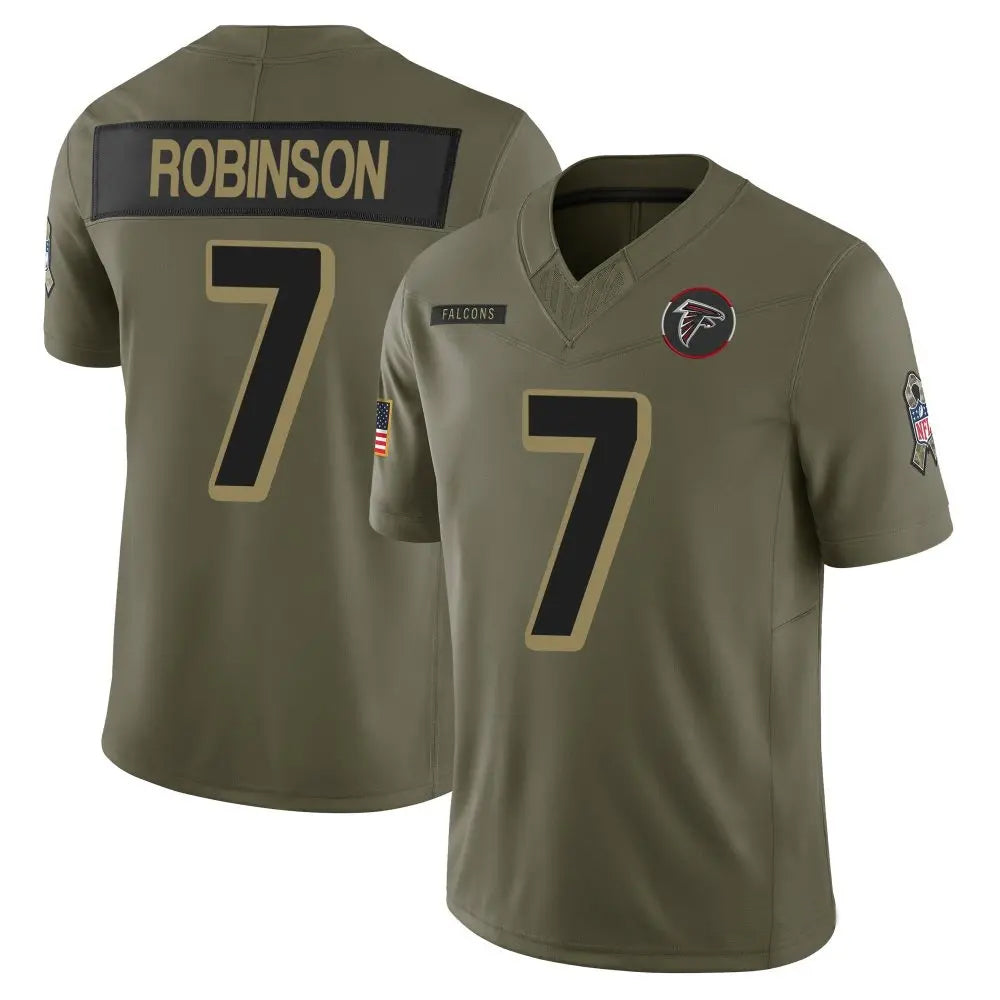 A.Falcons #7 Bijan Robinson Player Olive 2025 Salute To Service Limited Hdoa Stitched Jerseys