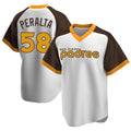 S.Diego Padres #58 Wandy Peralta Player White Home Cooperstown Collection Replica Game Hdoa Stitched Jerseys