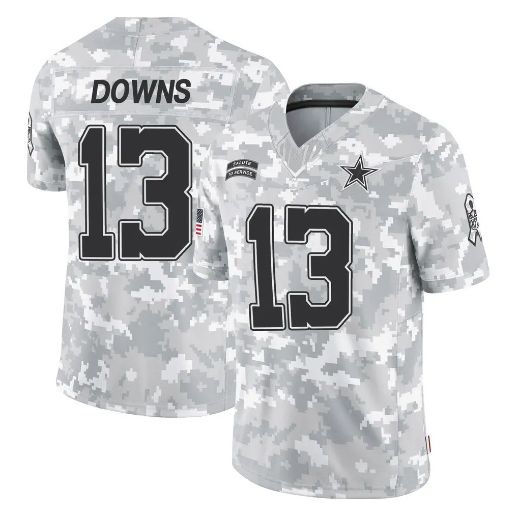 D.Cowboys #13 Caleb Downs Player Arctic Camo Salute to Service Limited Home Game Hdoa Stitched Jerseys
