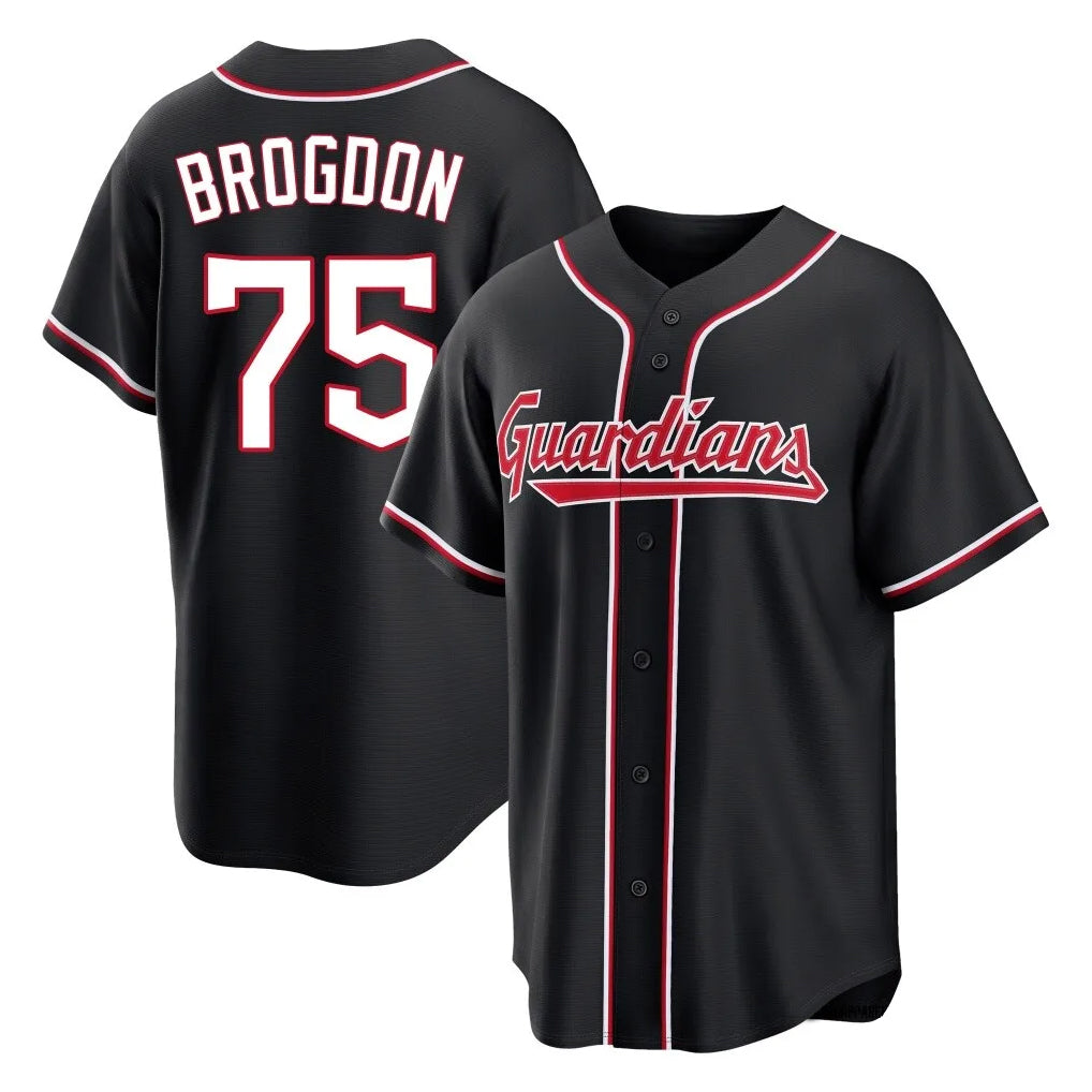 C.Guardians #75 Connor Brogdon Player Black Fashion Out Home Game Hdoa Stitched Jerseys