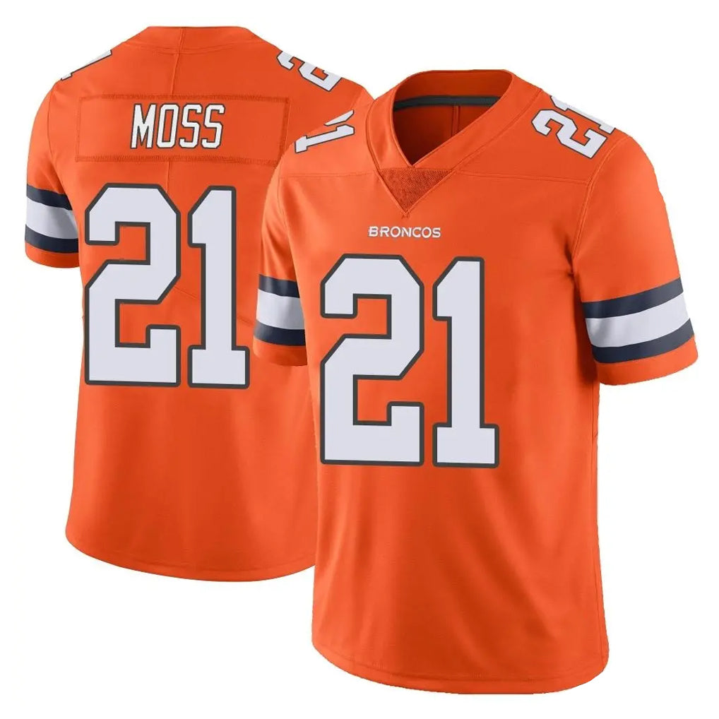 D.Broncos #21 Riley Moss Player Orange Vapor Untouchable Limited Home Game Hdoa Stitched Jerseys