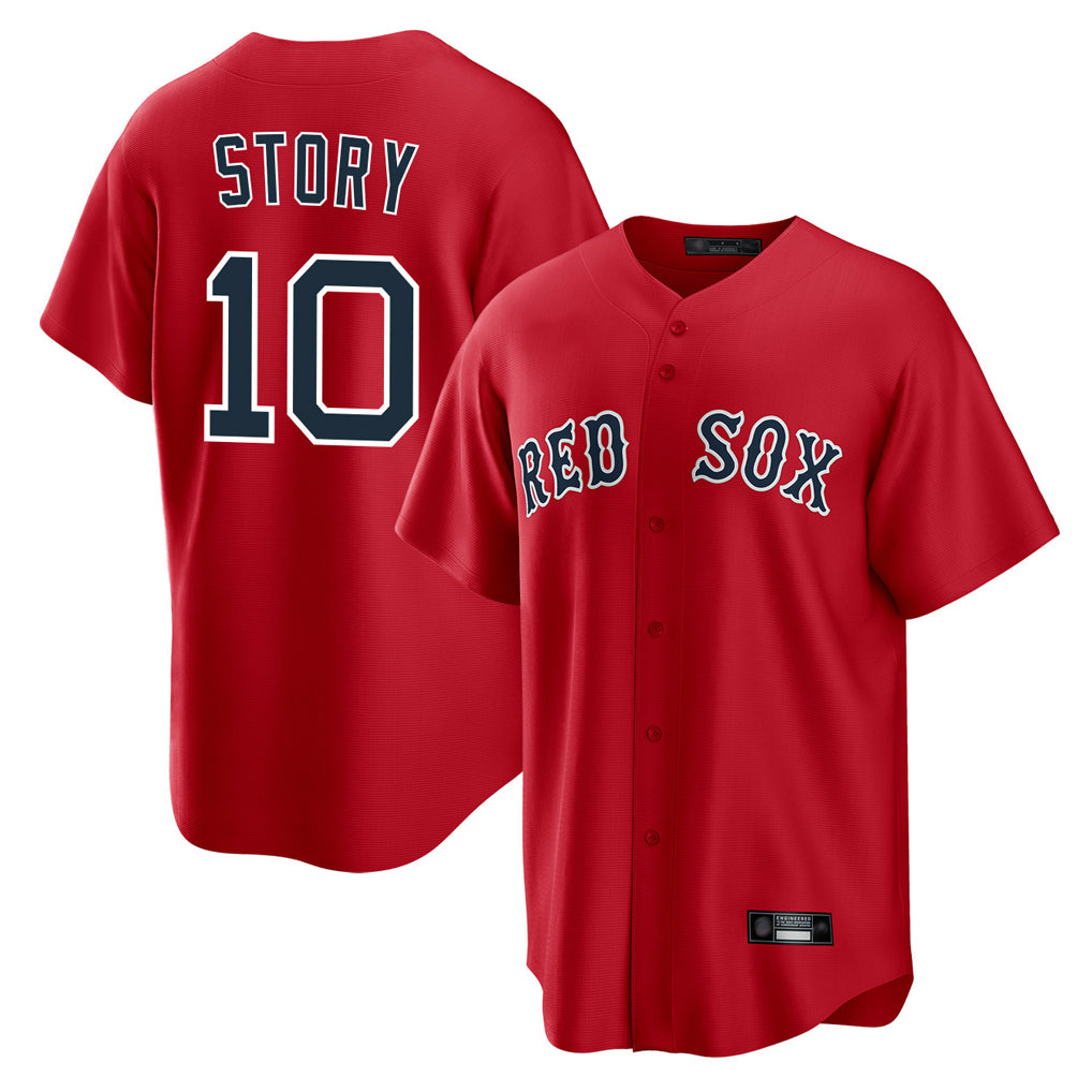 B.Red Sox #10 Trevor Story Player Red Home Game Hdoa Stitched Jerseys