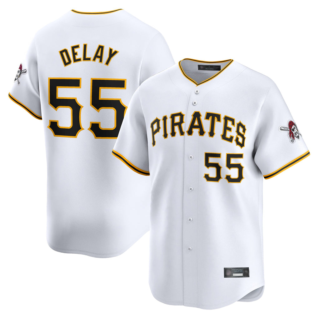P.Pirates #55 Jason Delay Player White Home Limited Hdoa Stitched Jerseys