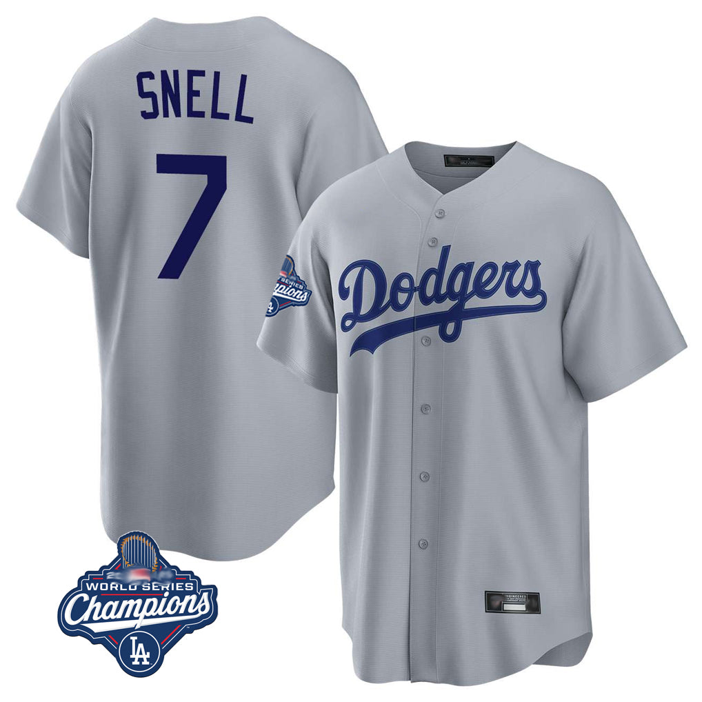 LA.Dodgers #7 Blake Snell Player Gray Game World Series Meet Hdoa Stitched Jerseys