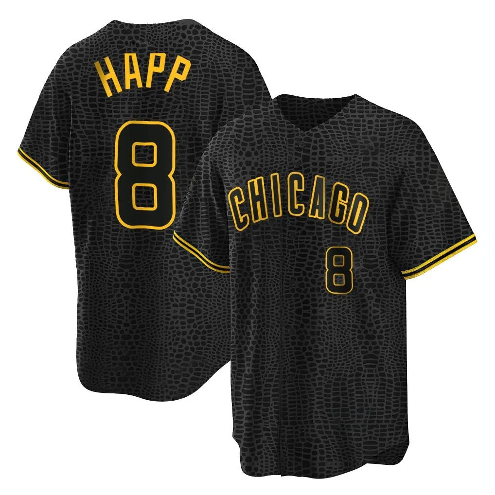 C.Cubs #8 Ian Happ Player Black Snake Skin City Game Hdoa Stitched Jerseys