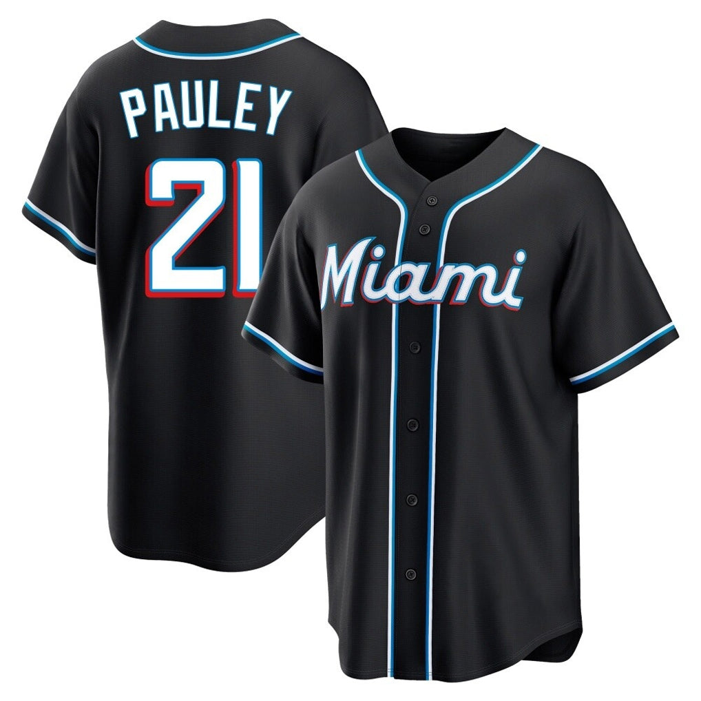 M.Marlins #21 Graham Pauley Player Black Fashion Out Home Game Hdoa Stitched Jerseys