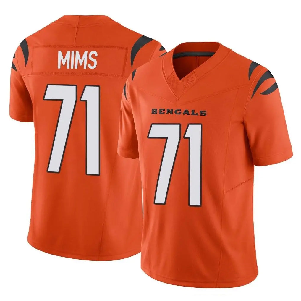 C.Bengals #71 Amarius Mims Player Orange Vapor F.U.S.E. Limited Home Game Hdoa Stitched Jerseys
