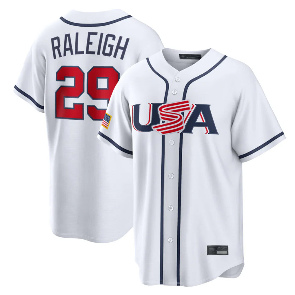 S.Mariners #29 Cal Raleigh Player White USA 2026 World Classic Game Hdoa Stitched Jerseys