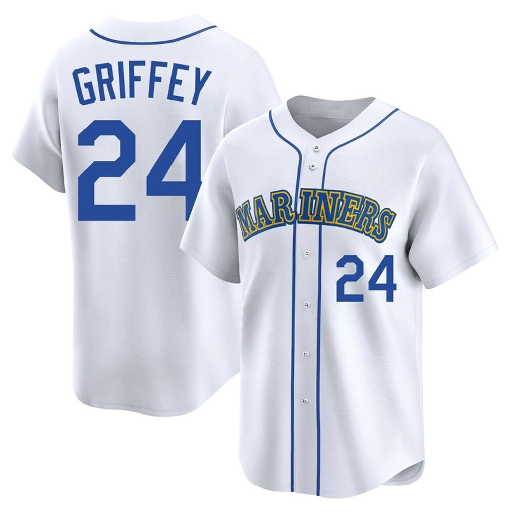 S.Mariners #24 Ken Griffey Jr Player White Pitch Fashion Game Hdoa Stitched Jerseys