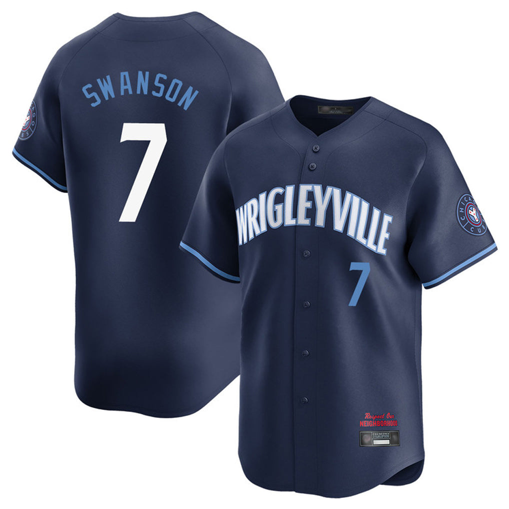 C.Cubs #7 Dansby Swanson Player Navy City Connect Limited Home Hdoa Stitched Jerseys
