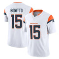 D.Broncos #15 Nik Bonitto Player White Limited Vapor F.U.S.E. Home Game Hdoa Stitched Jerseys