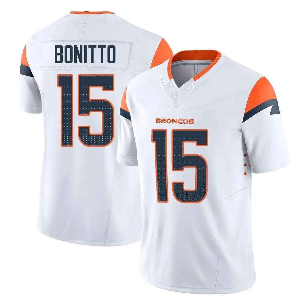 D.Broncos #15 Nik Bonitto Player White Limited Vapor F.U.S.E. Home Game Hdoa Stitched Jerseys