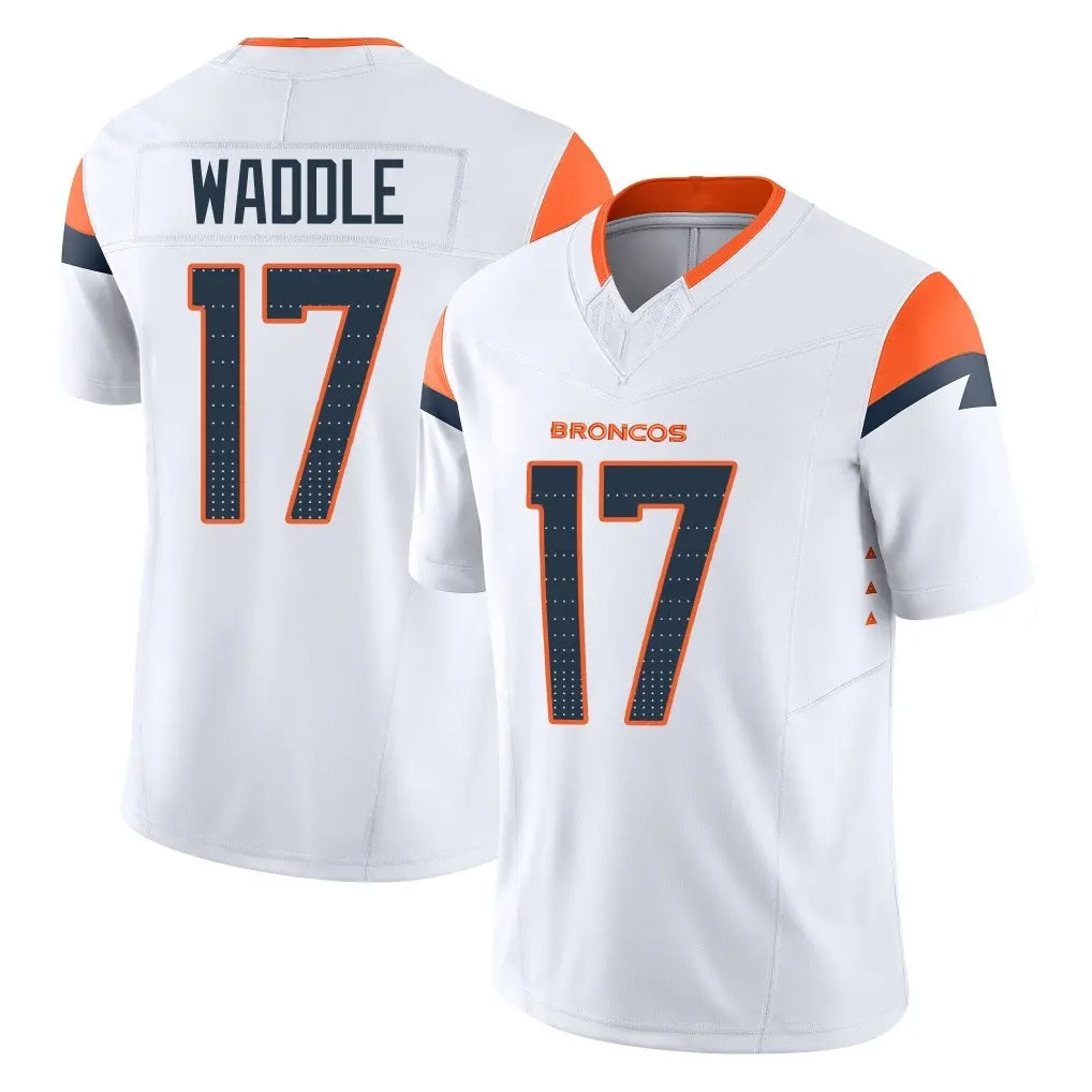 D.Broncos #17 Jaylen Waddle Player White Limited Vapor F.U.S.E. Home Game Hdoa Stitched Jerseys