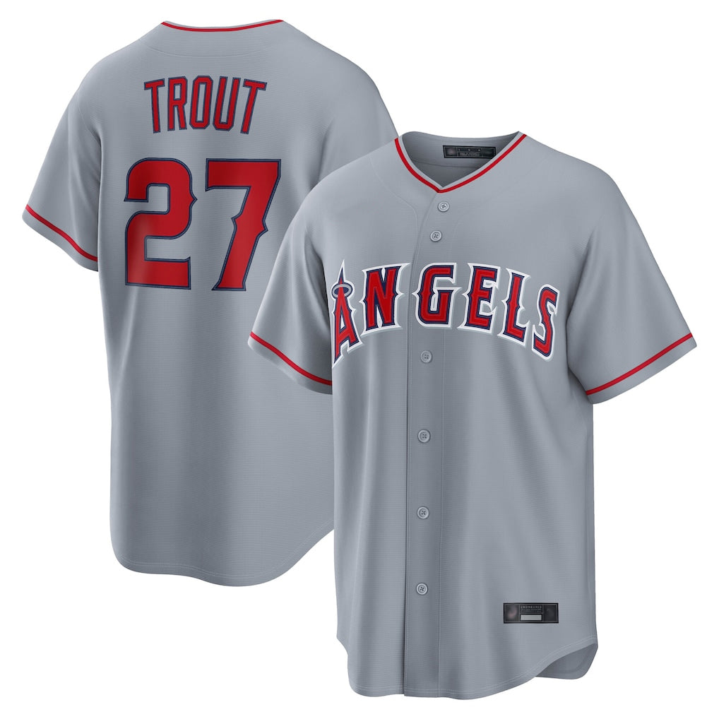 LA.Angels #27 Mike Trout Player Gray Home Game Hdoa Stitched Jerseys