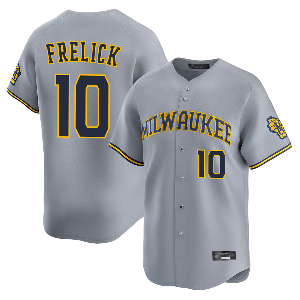 M.Brewers #10 Sal Frelick Player Gray Home Limited Hdoa Stitched Jerseys