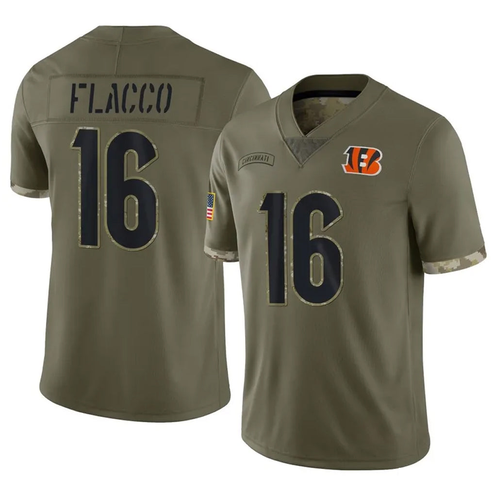 C.Bengals #16 Joe Flacco Player Olive Salute to Service Limited Game Hdoa Stitched Jerseys