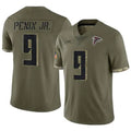A.Falcons #9 Michael Penix Jr. Player Olive Salute To Service Limited Hdoa Stitched Jerseys