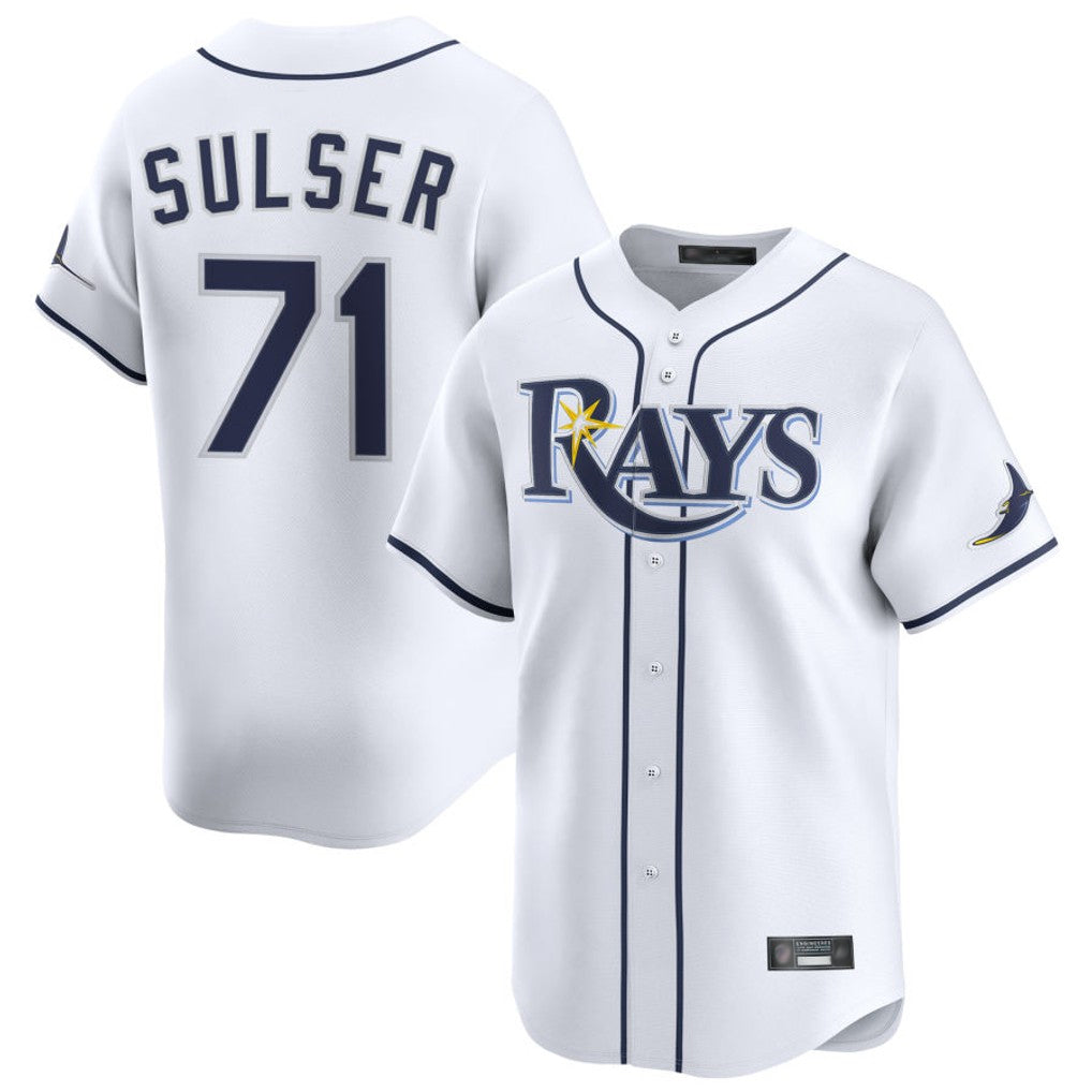 T.Bay Rays #71 Cole Sulser Player White Home Limited Hdoa Stitched Jerseys