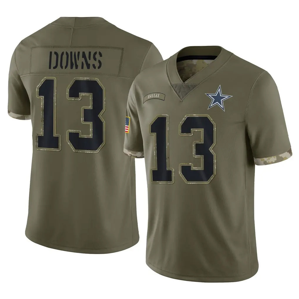D.Cowboys #13 Caleb Downs Player Olive Salute to Service Limited Game Hdoa Stitched Jerseys