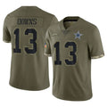 D.Cowboys #13 Caleb Downs Player Olive Salute to Service Limited Game Hdoa Stitched Jerseys