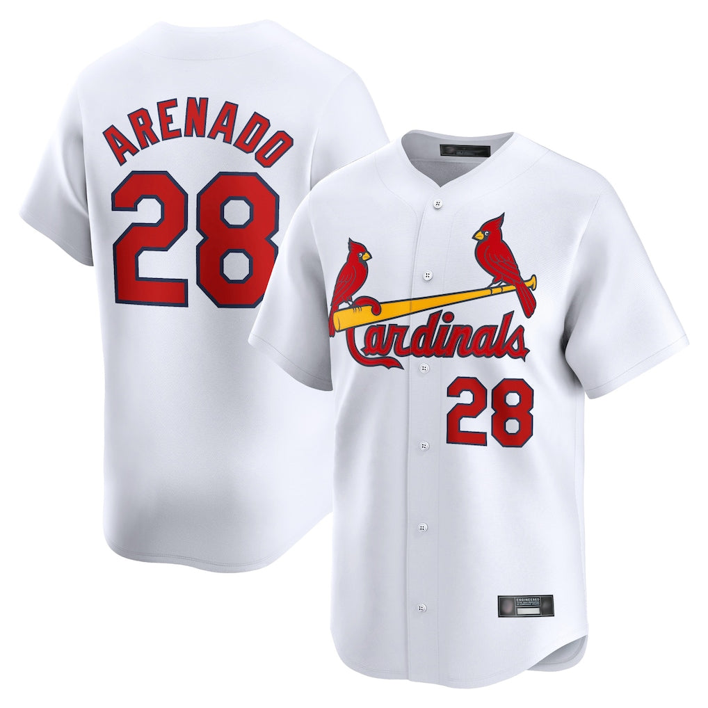 St. Louis Cardinals #28 Nolan Arenado Player White Home Limited Hdoa Stitched Jerseys