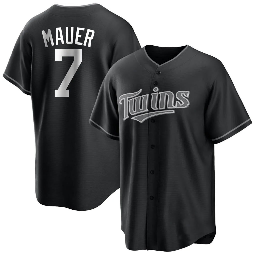 M.Twins #7 Joe Mauer Player Black Home Game Hdoa Stitched Jerseys