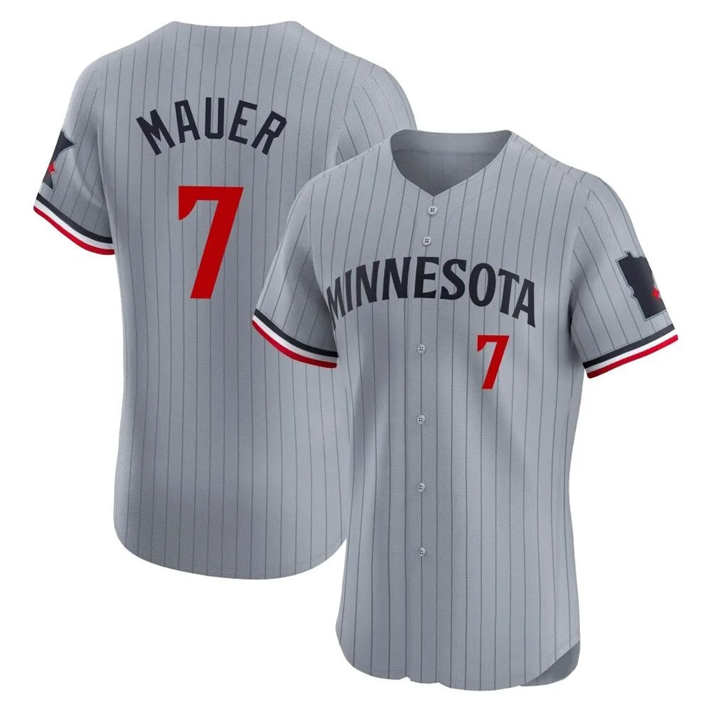 M.Twins #7 Joe Mauer Player Gray Home Limited Elite Hdoa Stitched Jerseys