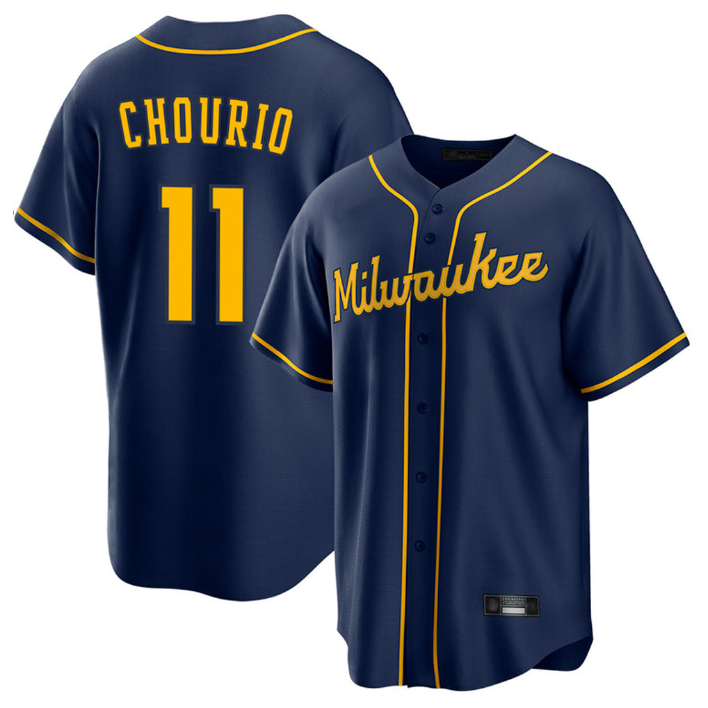 M.Brewers #11 Jackson Chourio Player Navy Home Game Hdoa Stitched Jerseys