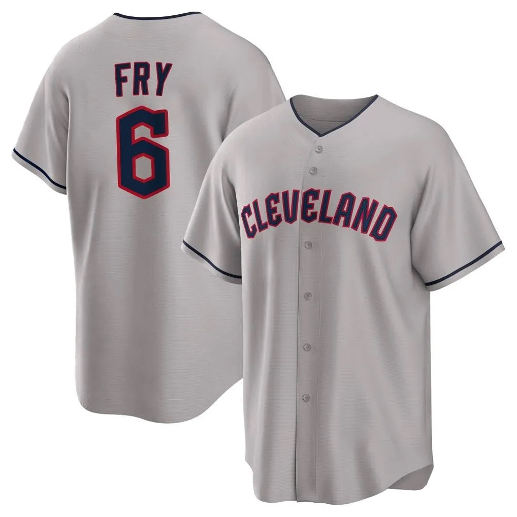 C.Guardians #6 David Fry Player Gray Game Home Hdoa Stitched Jerseys