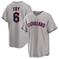 C.Guardians #6 David Fry Player Gray Game Home Hdoa Stitched Jerseys