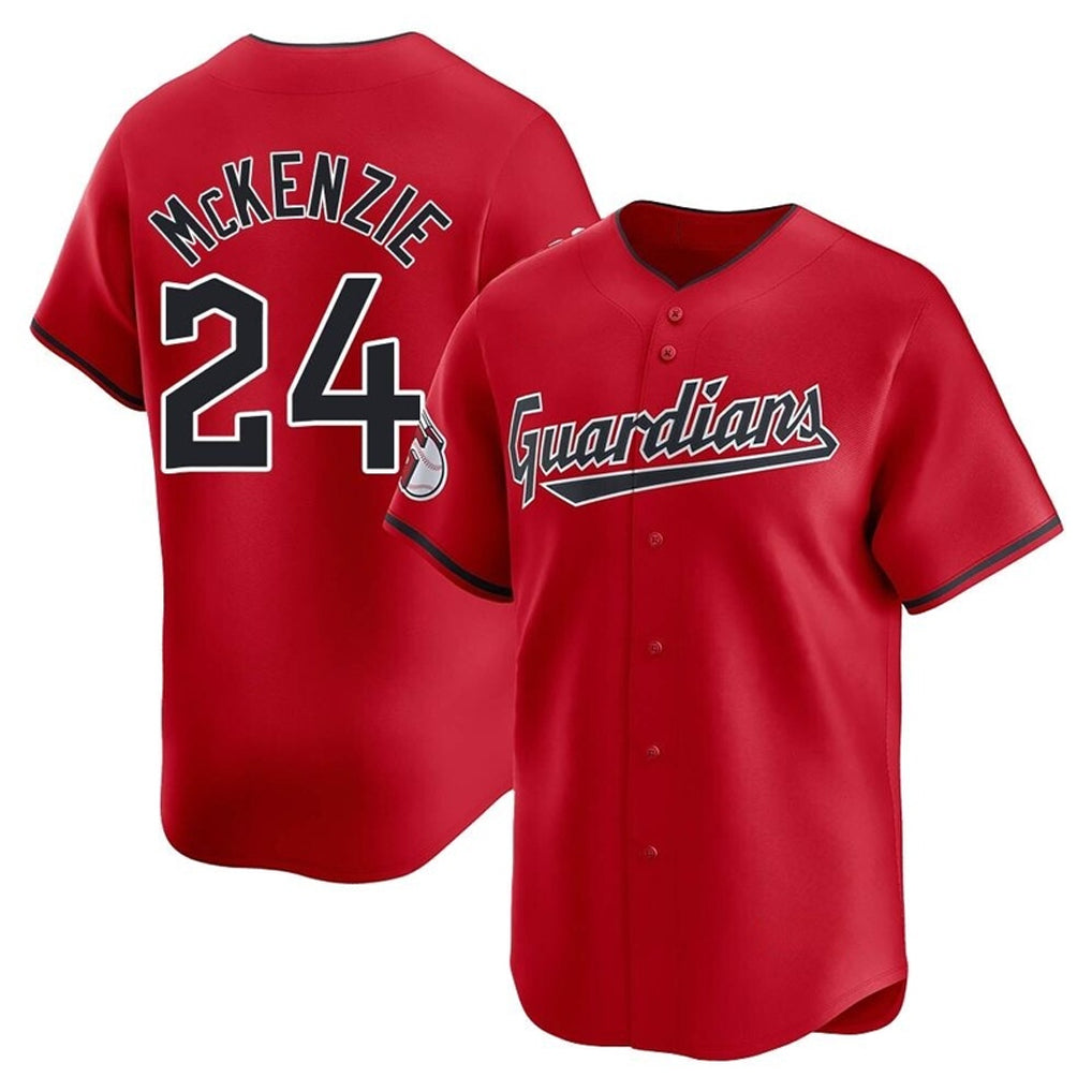 C.Guardians #24 Triston McKenzie Player Red Limited Home Hdoa Stitched Jerseys