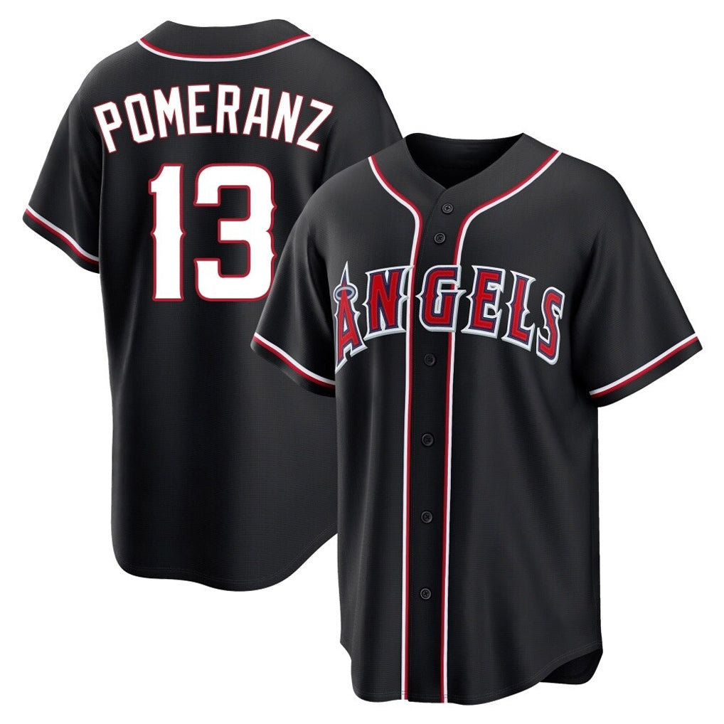 LA.Angels #13 Drew Pomeranz Player Black Fashion Out Home Game Hdoa Stitched Jerseys
