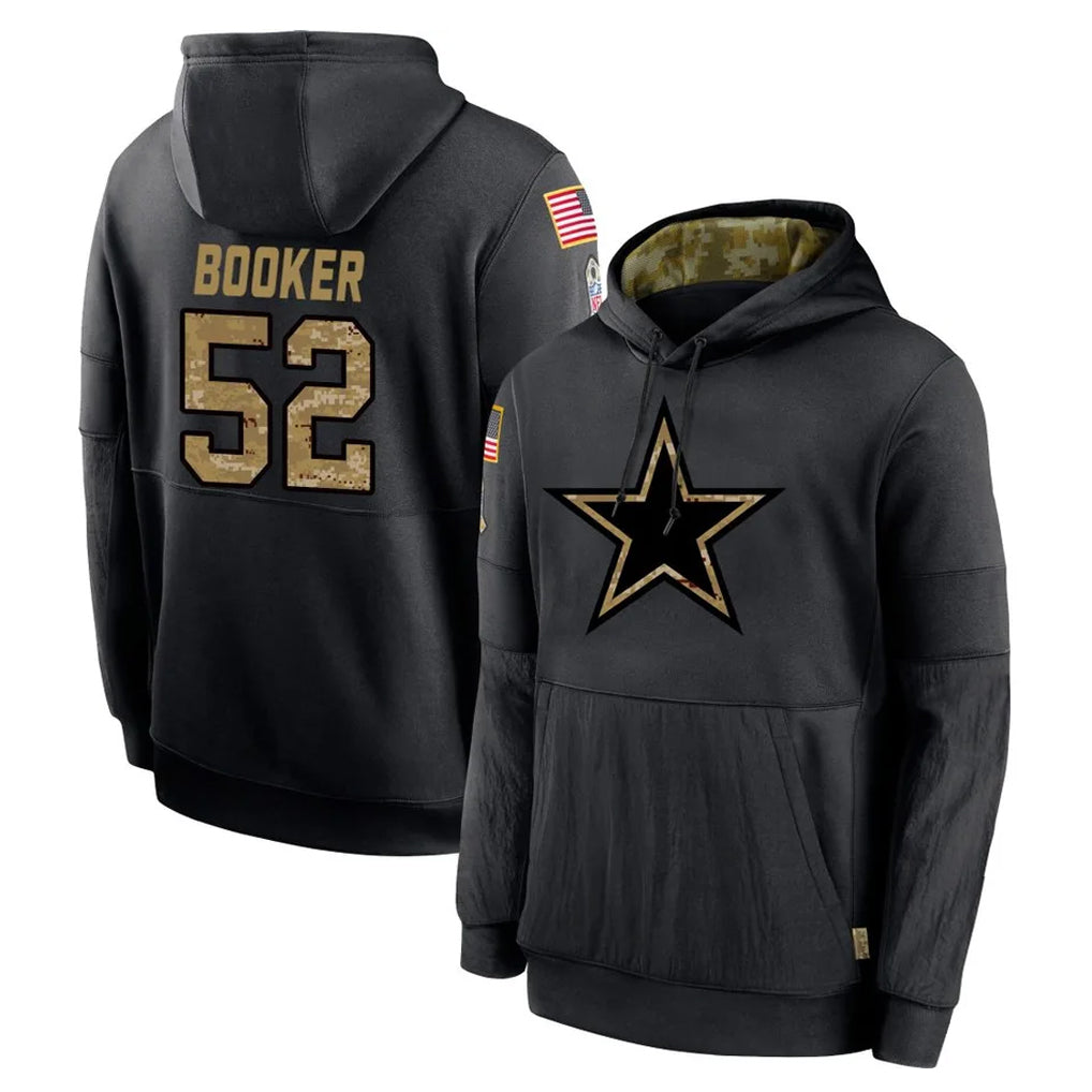 D.Cowboys #52 Tyler Booker Player Black Salute to Service Pullover Hoodies Limited Hdoa Stitched Jerseys
