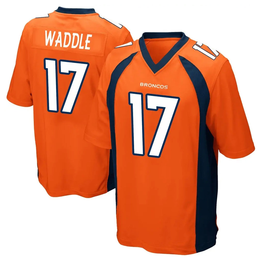 D.Broncos #17 Jaylen Waddle Player Orange Color Home Game Hdoa Stitched Jerseys