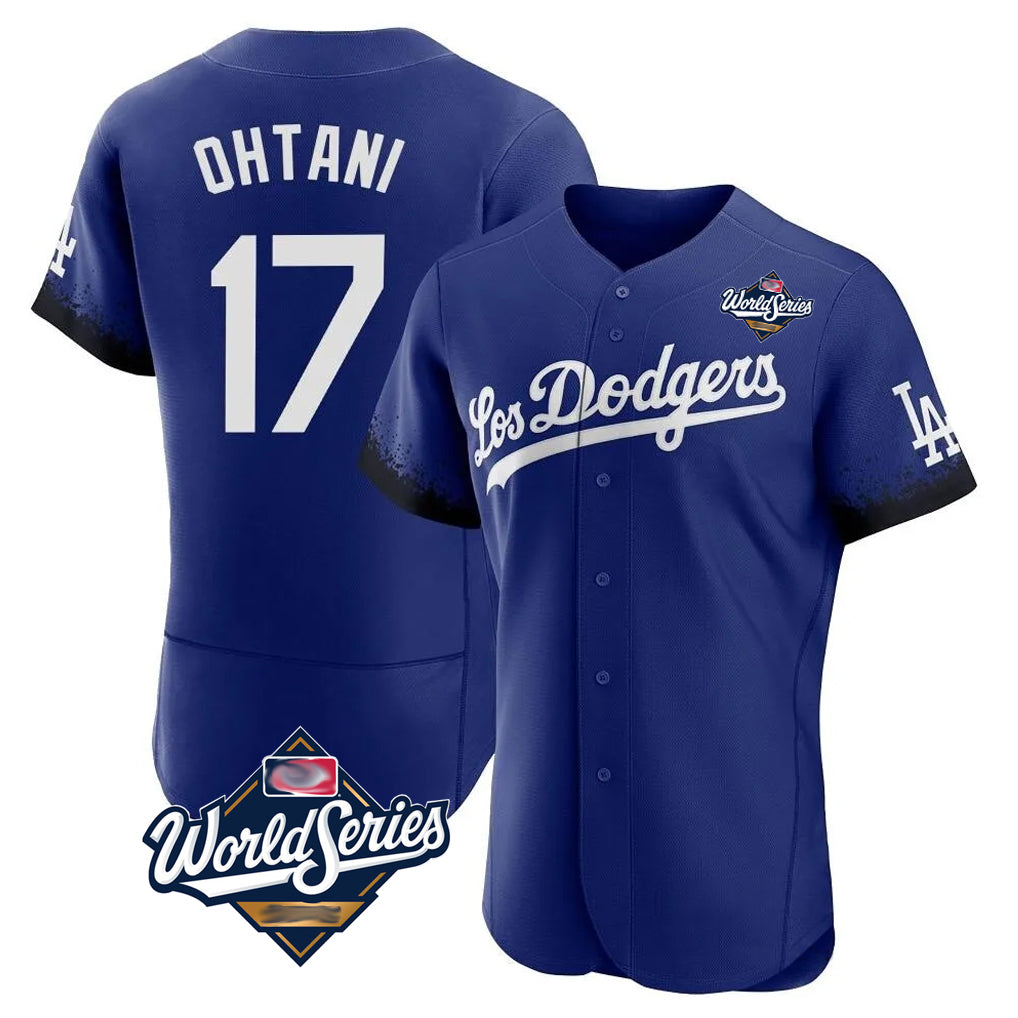 LA.Dodgers #17 Shohei Ohtani Player Royal World Series City Connect Elite Home Hdoa Stitched Jerseys