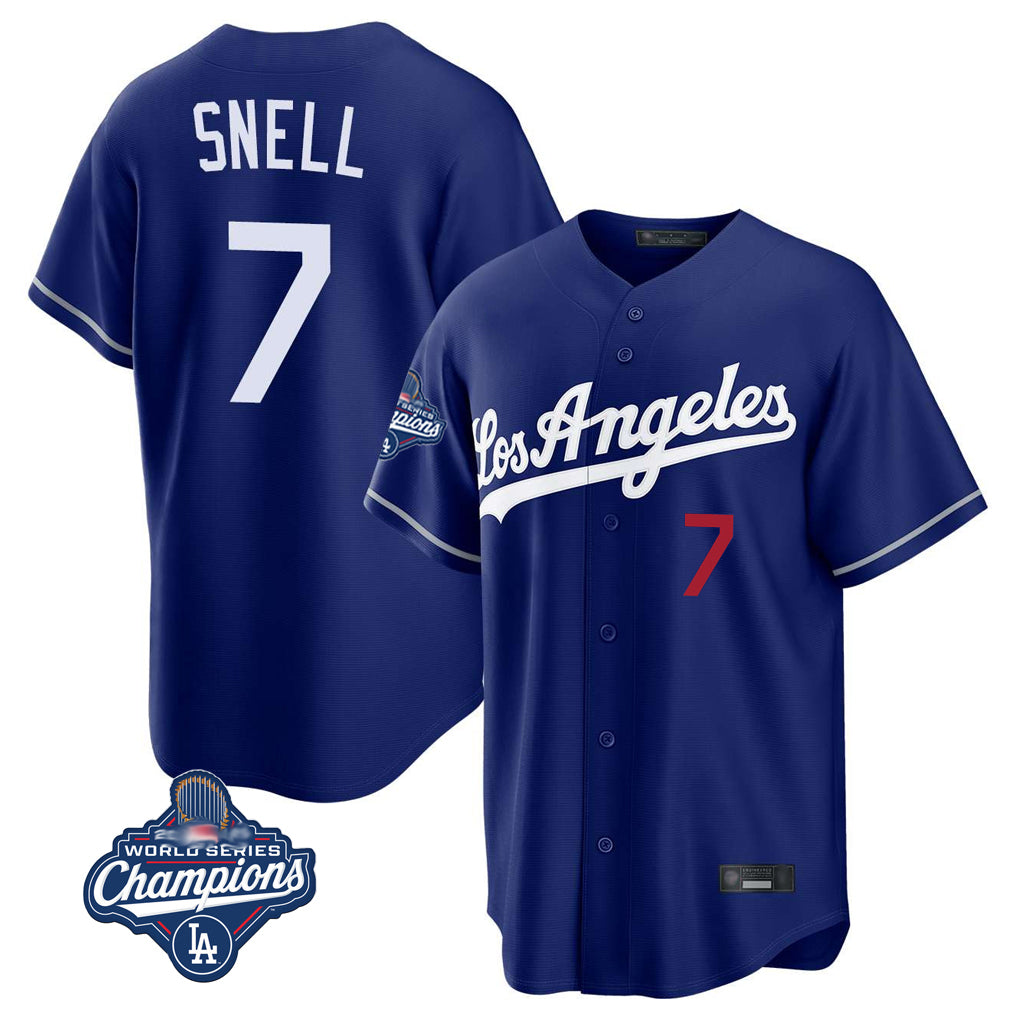 LA.Dodgers #7 Blake Snell Player Royal Game World Series Meet Home Hdoa Stitched Jerseys