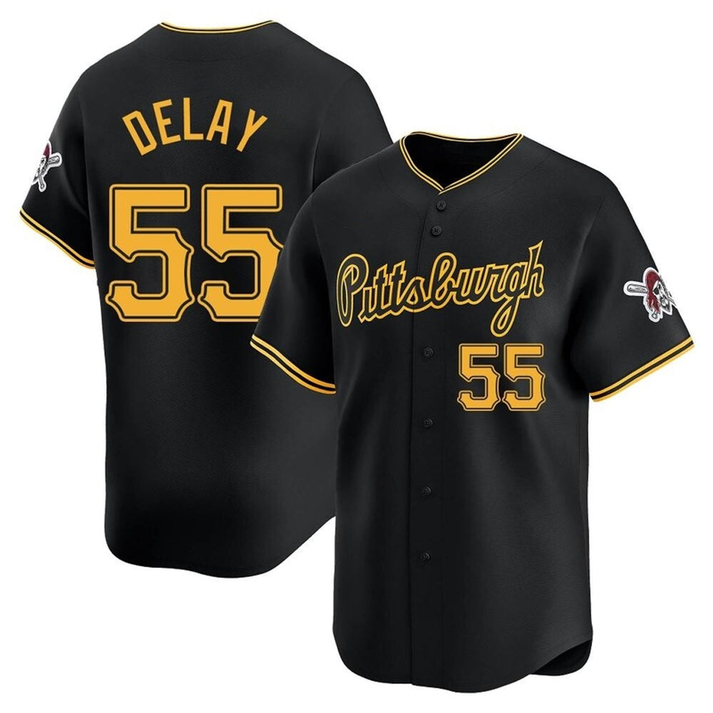 P.Pirates #55 Jason Delay Player Black Alt Home Limited Hdoa Stitched Jerseys