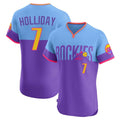 C.Rockies #7 Matt Holliday Player Purple-Light Blue City Connect Limited Elite Home T-shirt Hdoa Stitched Jerseys