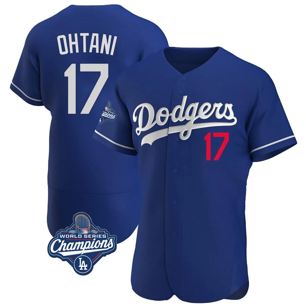 LA.Dodgers #17 Shohei Ohtani Player Royal World Series Meet Limited Elite Home Hdoa Stitched Jerseys