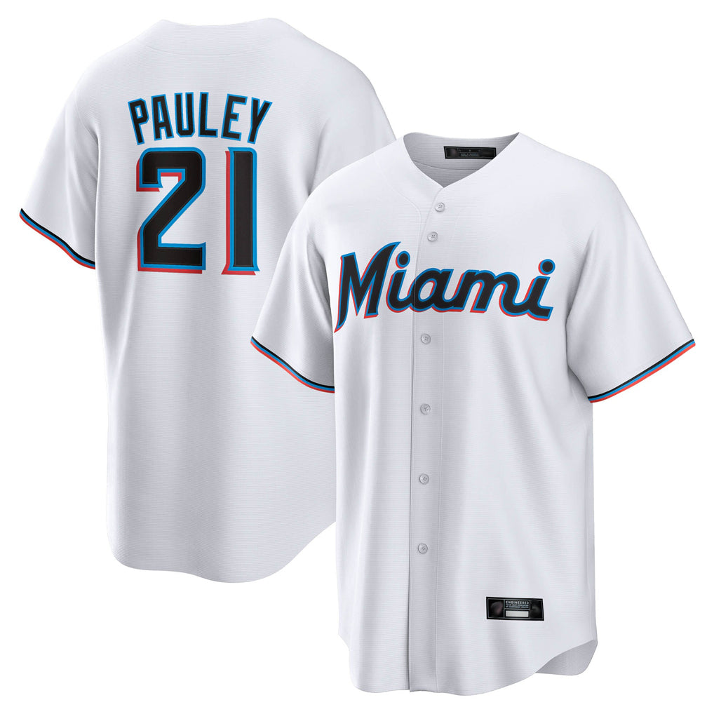 M.Marlins #21 Graham Pauley Player White  Home Game Hdoa Stitched Jerseys