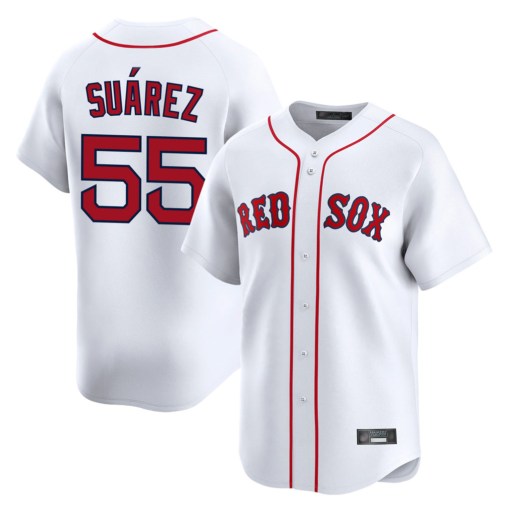 B.Red Sox #55 Ranger Su¨¢rez Player White Limited Home Game Hdoa Stitched Jerseys