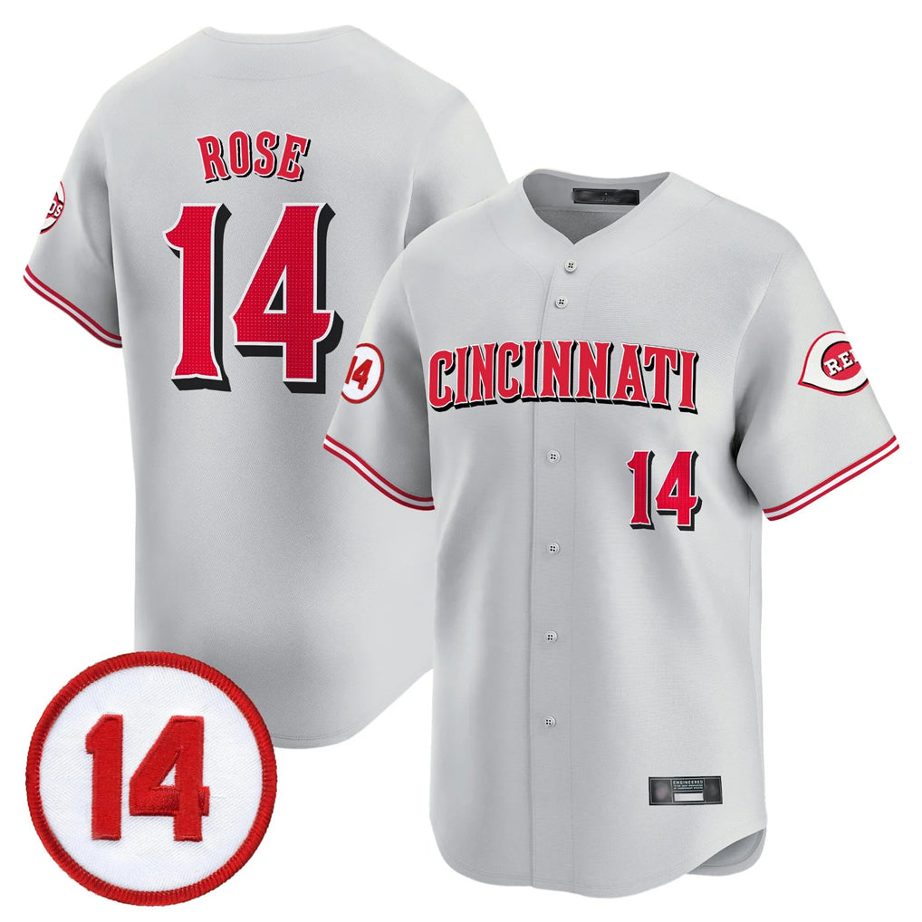 C.Reds #14 Pete Rose Player Gray Vapor Premier Limited Home Hdoa Stitched Jerseys
