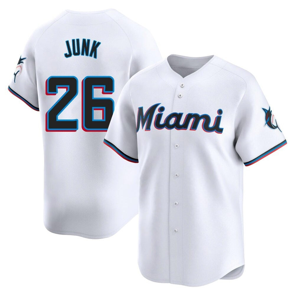 M.Marlins #26 Janson Junk Player White  Home Limited Hdoa Stitched Jerseys