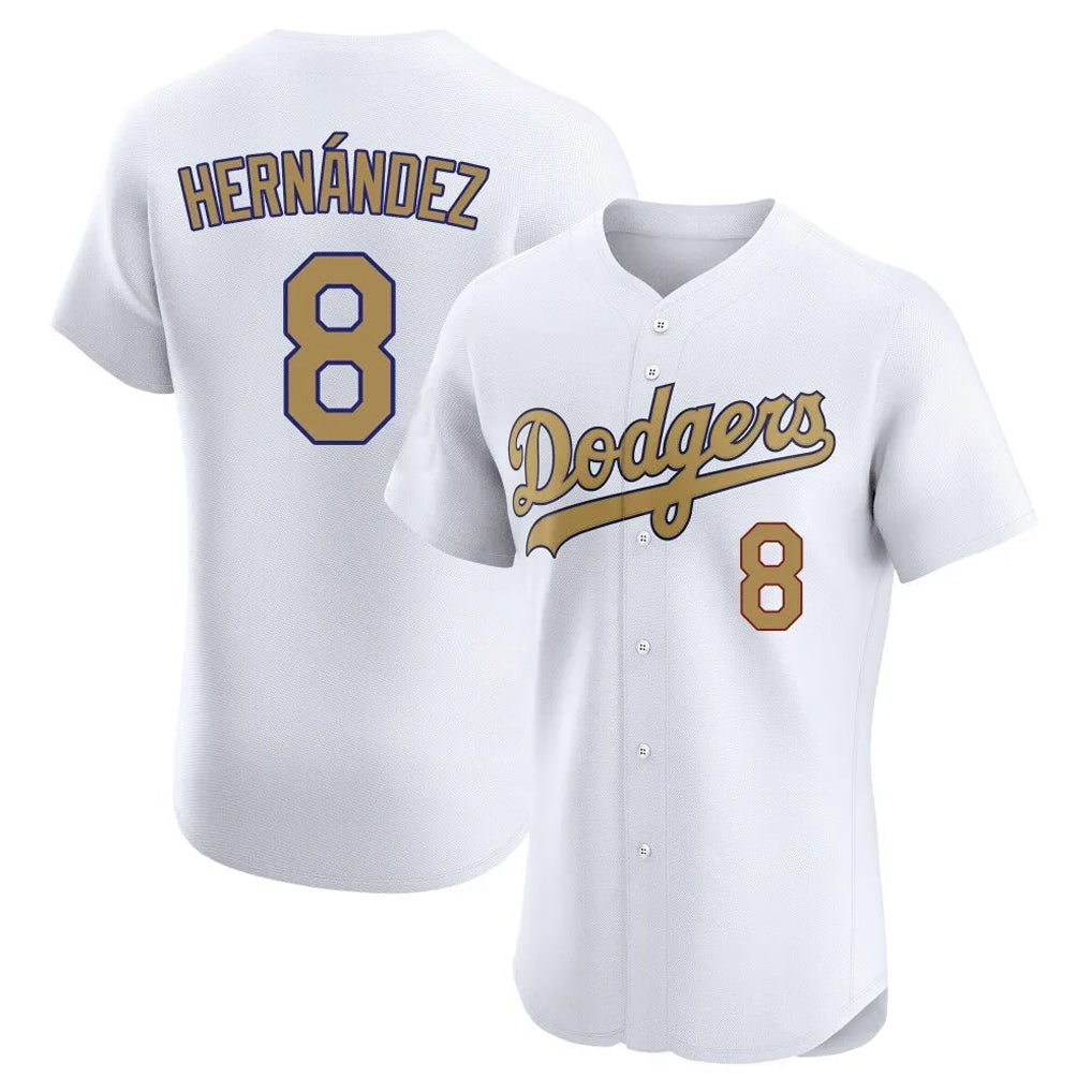 LA.Dodgers #8 Enrique Hern¨¢ndez Player Gold Limited Elite Home Hdoa Stitched Jerseys
