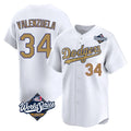 LA.Dodgers #34 Fernando Valenzuela Player Gold World Series Collection Limited Home Hdoa Stitched Jerseys