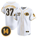 C.Reds #37 Tyler Stephenson Player White-Gold Vapor Premier Limited Home Hdoa Stitched Jerseys