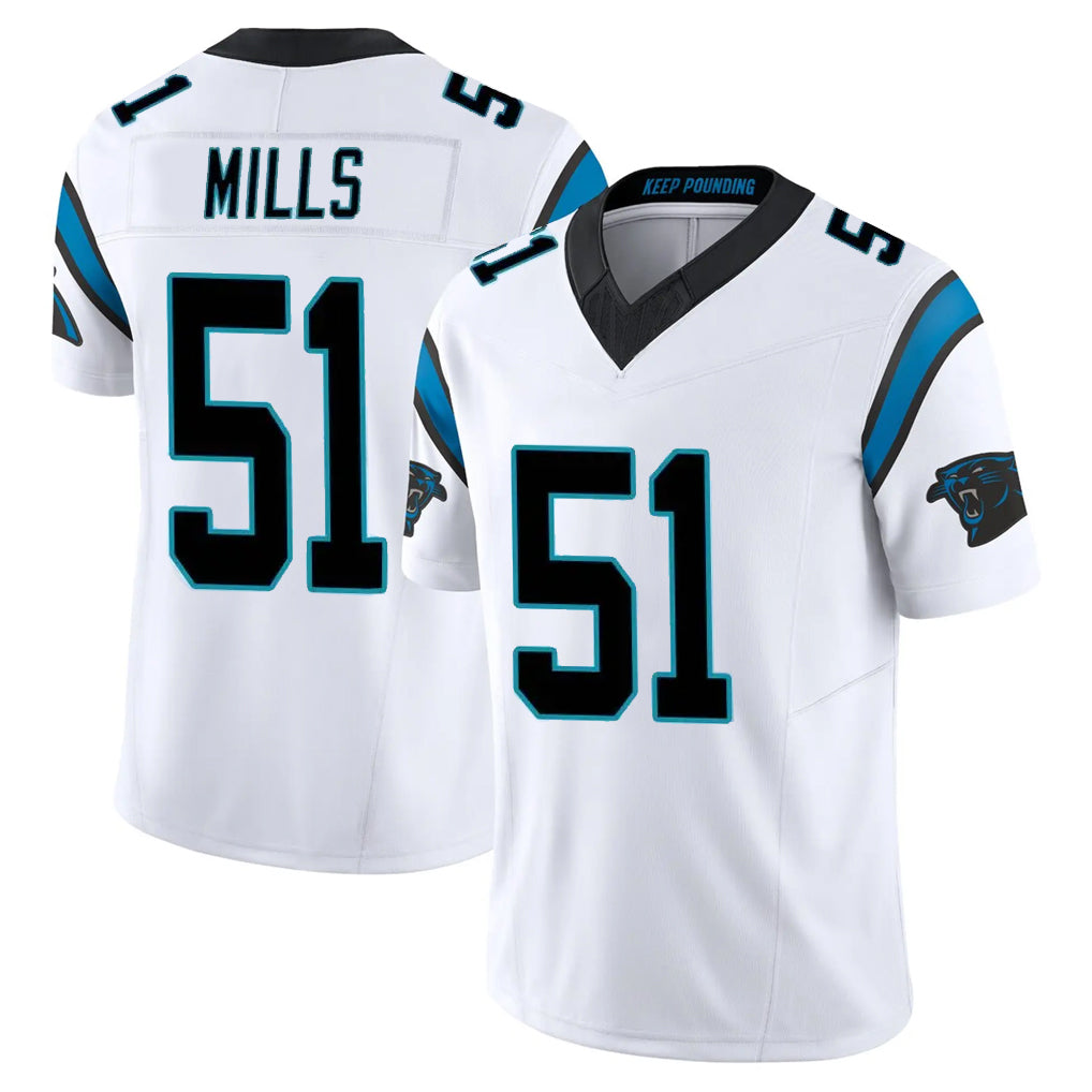 C.Panthers #51 Sam Mills Player White Vapor F.U.S.E. Limited Home Game Hdoa Stitched Jerseys