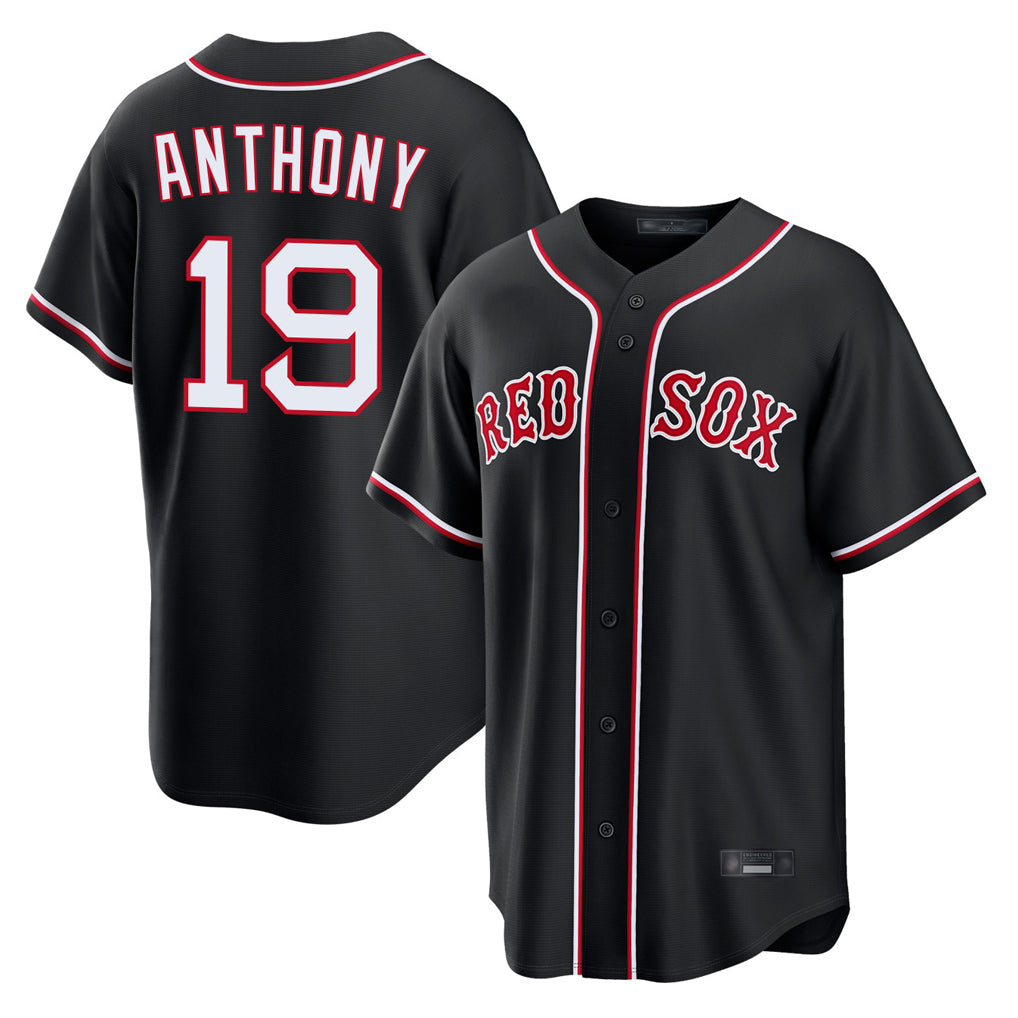 B.Red Sox #19 Roman Anthony Player Black Out Home Game Hdoa Stitched Jerseys