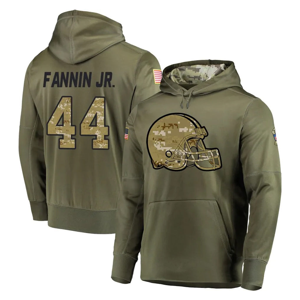 C.Browns #44 Harold Fannin Jr. Player Olive Salute to Service Pullover Hoodies Home Game Hdoa Stitched Jerseys