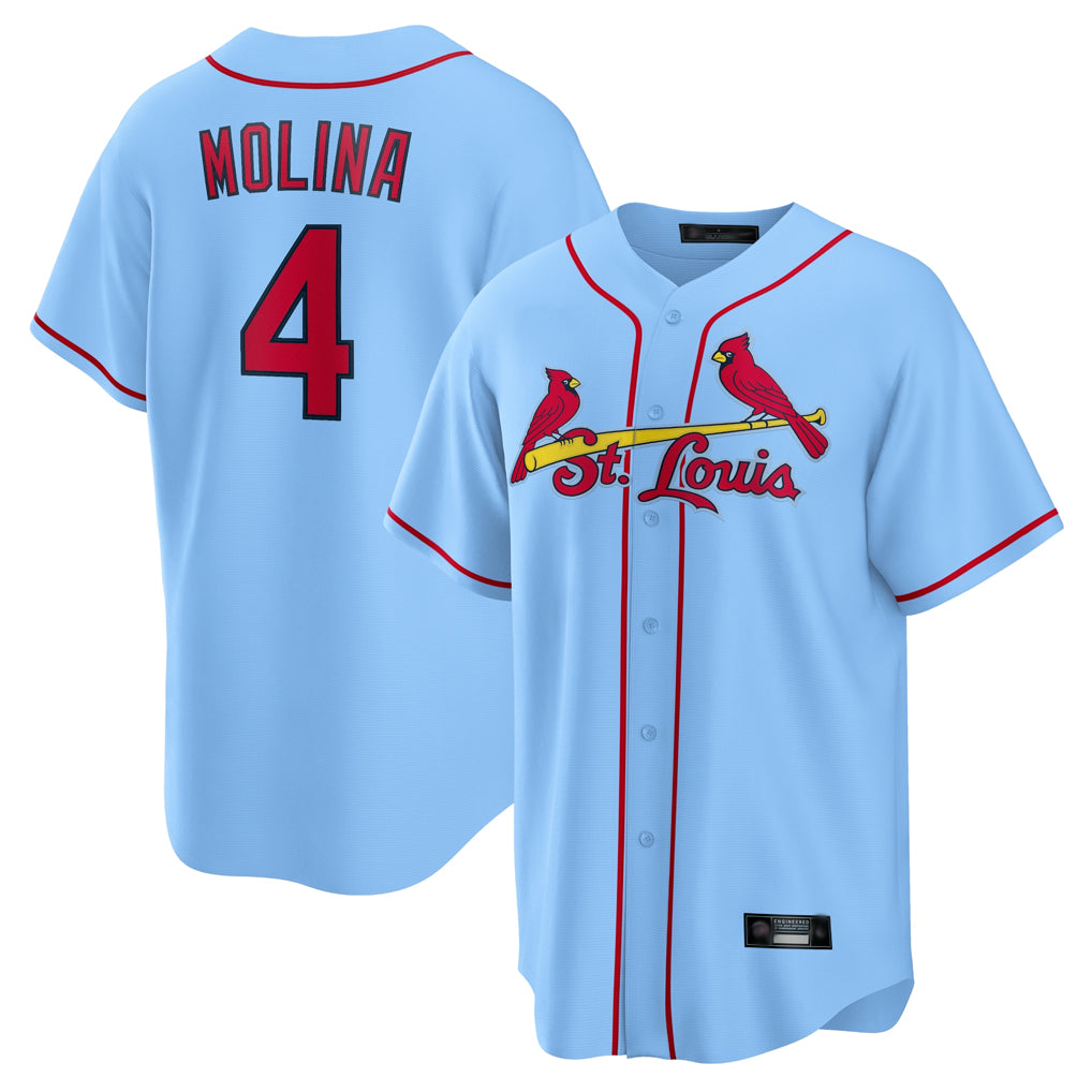 St. Louis Cardinals #4 Yadier Molina Player Light Blue Home Game Hdoa Stitched Jerseys